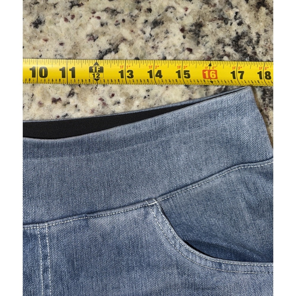 Halara Flex High Waisted Wide Leg Stretchy Knit Casual Jeans XL Petite Blue Gray - Picture 5 of 8